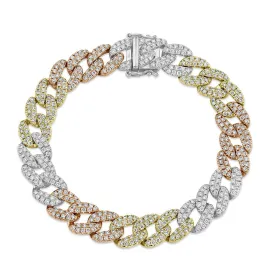 14K Multitoned Diamond Pave Link Bracelet