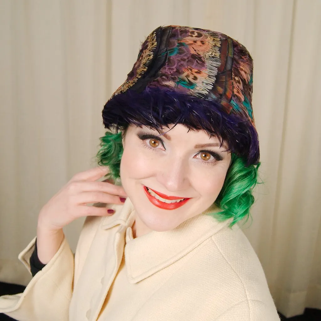 1960s Purple Feather Hat