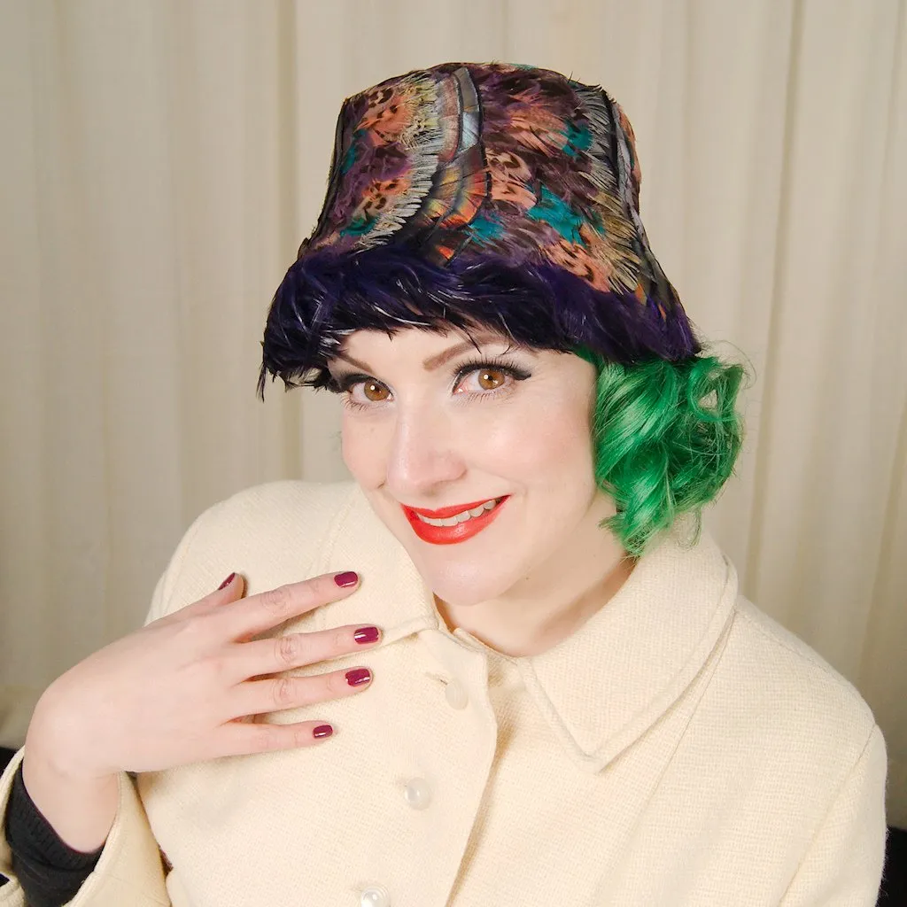 1960s Purple Feather Hat