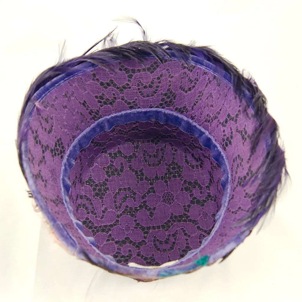 1960s Purple Feather Hat