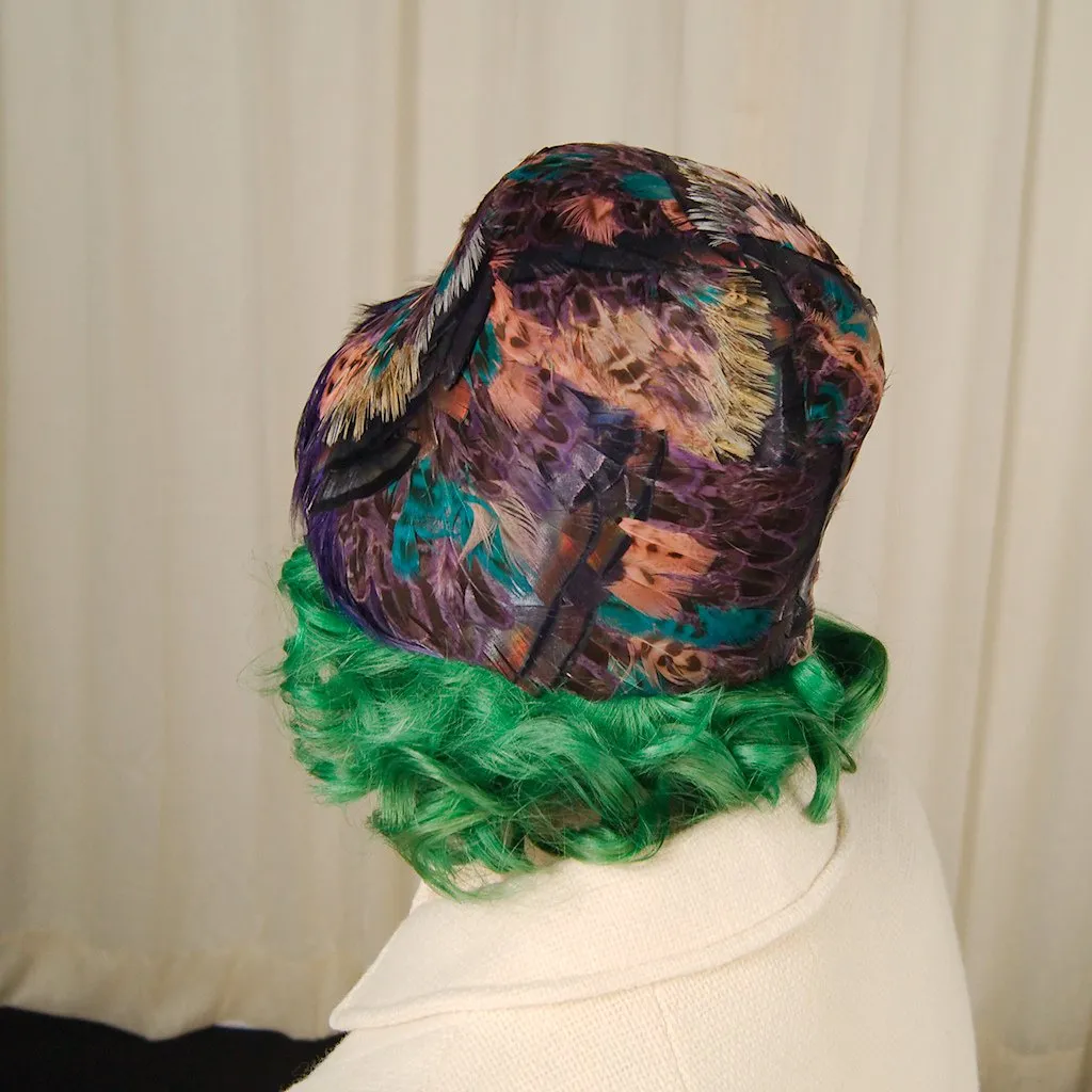 1960s Purple Feather Hat
