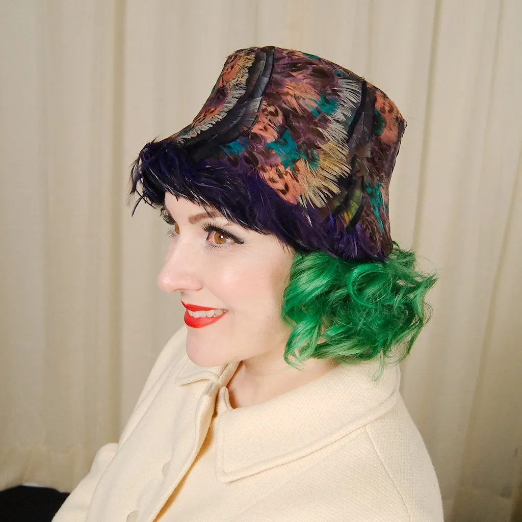 1960s Purple Feather Hat
