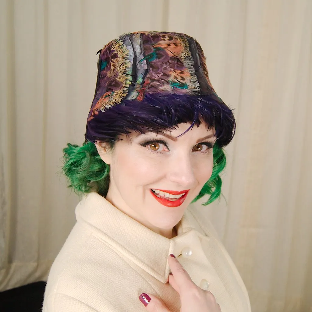 1960s Purple Feather Hat