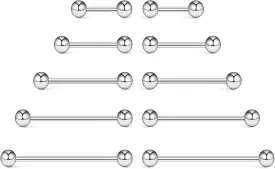 20G/18G/16G/14G/12G/10G Medical Implant Steel Nipple Tongue Piercing Barbell,Industrial Tongue Cheek Dimple Bars