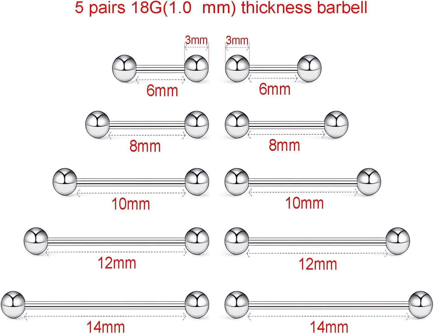 20G/18G/16G/14G/12G/10G Medical Implant Steel Nipple Tongue Piercing Barbell,Industrial Tongue Cheek Dimple Bars