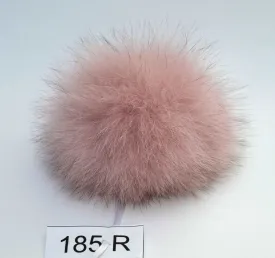 6" Pink Powder Real Fur Fox Pom Pom with ribbons