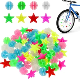 72 Pcs Bike Wheel Spokes Bead Colorful Bicycle Decoration Star Round Bike Spokes Plastic Clip Bead, Bike Spoke Covers Wheel Decorations Bicycle Spokes Accessories