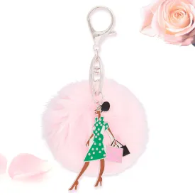 AKA Sorority Inspired Glam Gal Pom Pom Keychain Women