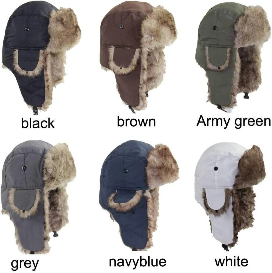 ASWER Trapper Warm Russian Trooper Hat Winter Skiing Cap Women Men Windproof