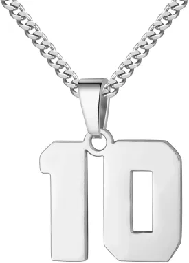 Athletes Jersey Number Necklace 0-99 for Men - Stainless Steel Chain 22 2 Inch Personalized Charm Pendant - Inspirational Basketball Baseball Football Jewelry Gift