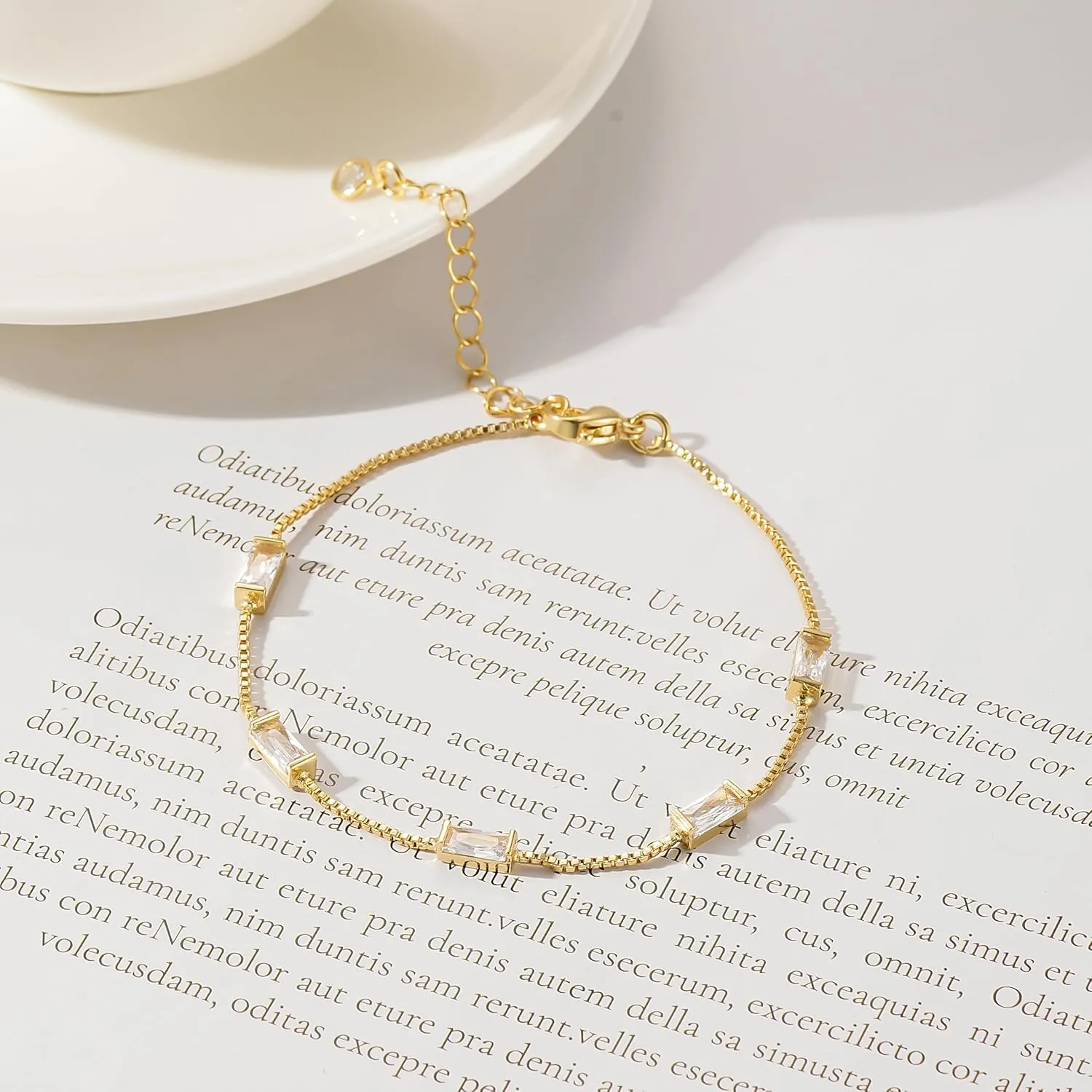 Birthstone Gold Bracelets for Women, Dainty Trendy 14K Gold Plated Link Bracelet Non Tarnish Simple Birthstone Bracelet Jewelry for Mom Wife Best Friends