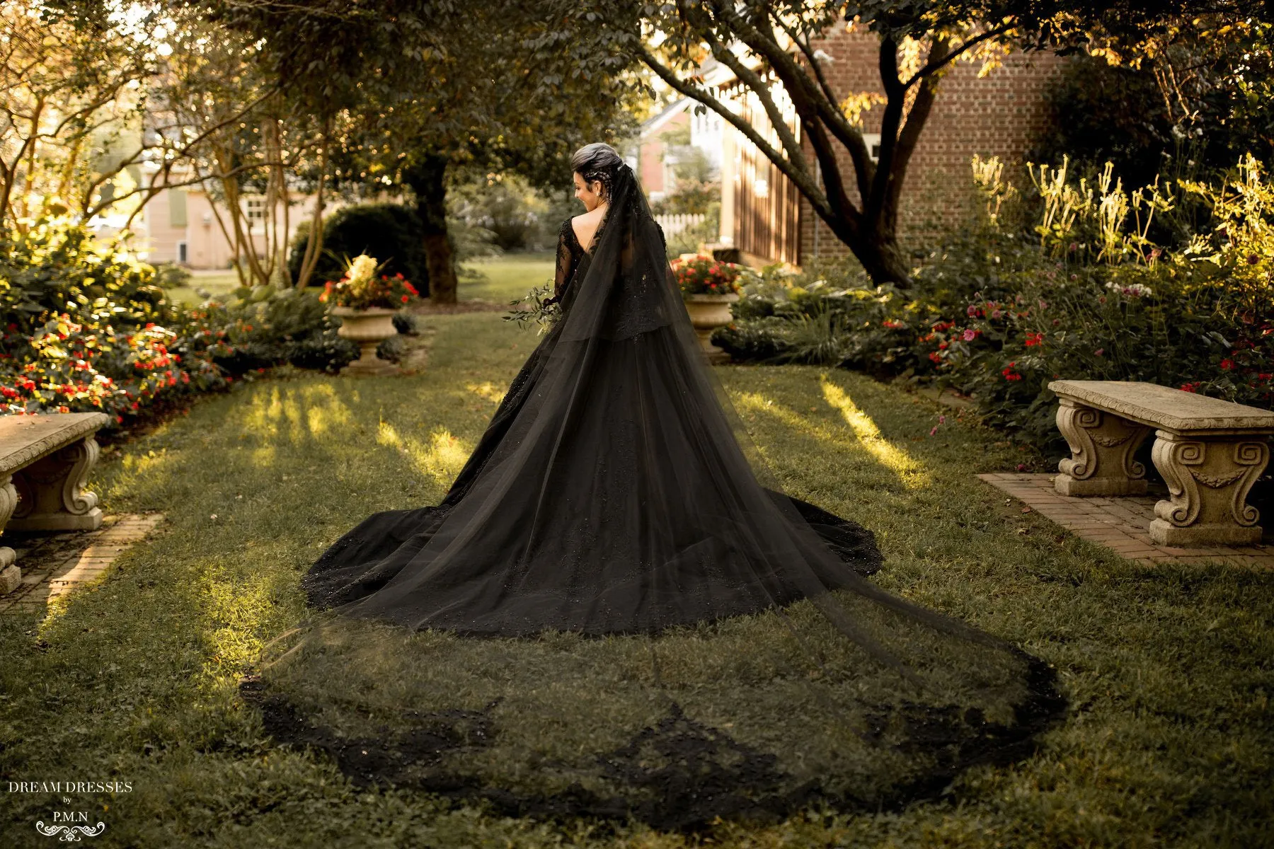 Black Cathedral Wedding Veil (#Galena)