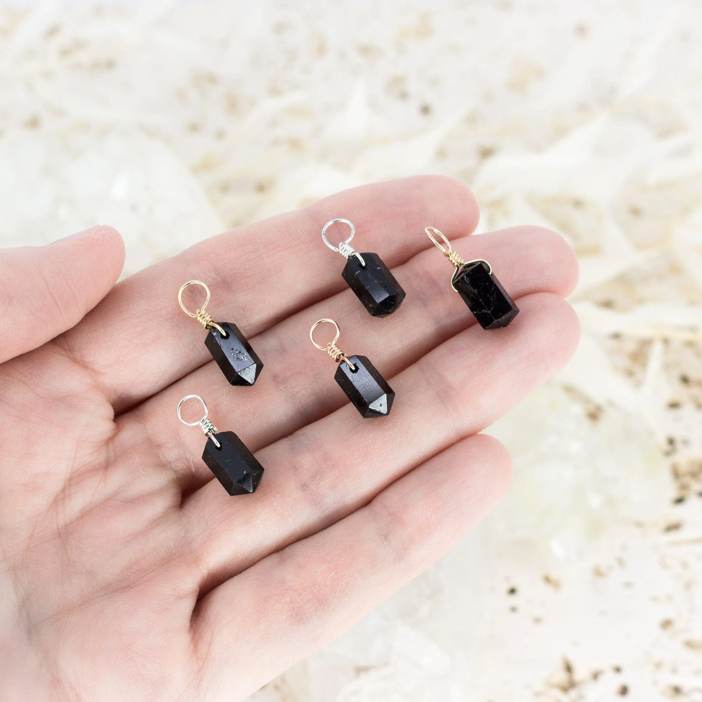 Black Tourmaline Mini Double Terminated Crystal Point Pendant