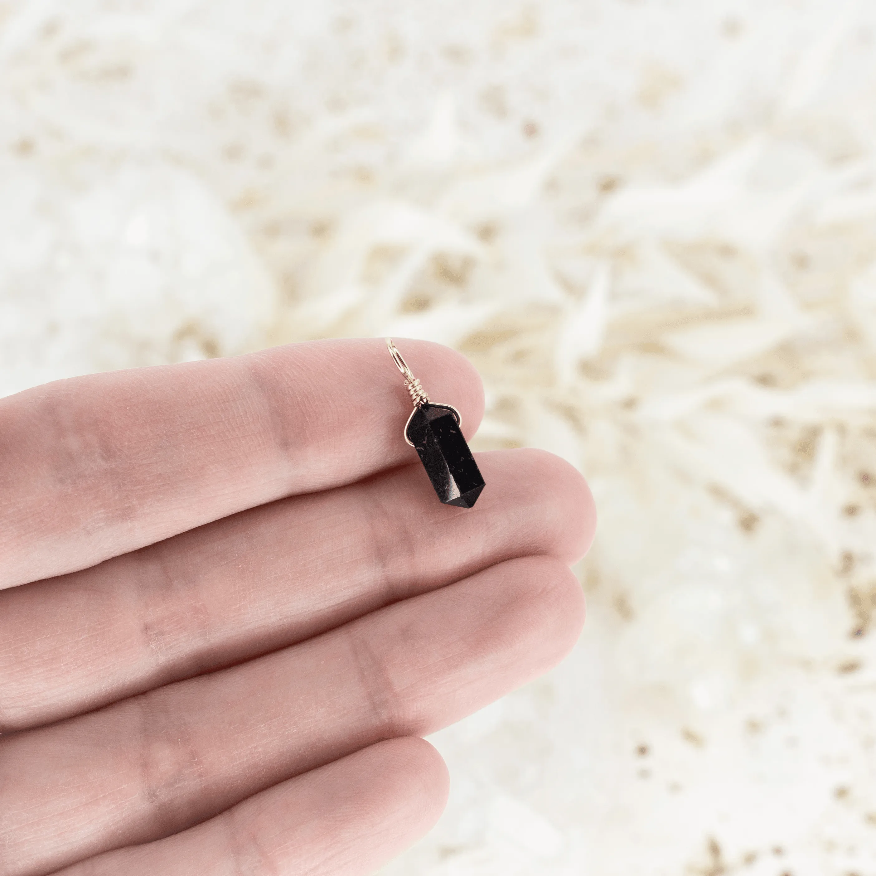 Black Tourmaline Mini Double Terminated Crystal Point Pendant