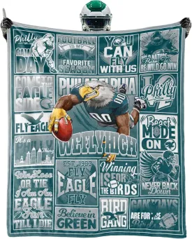 Blanket Football Fan Gifts for Men Women Football Style Throw Blanket Flannel Super Cozy Soft Living Room 80"x60".