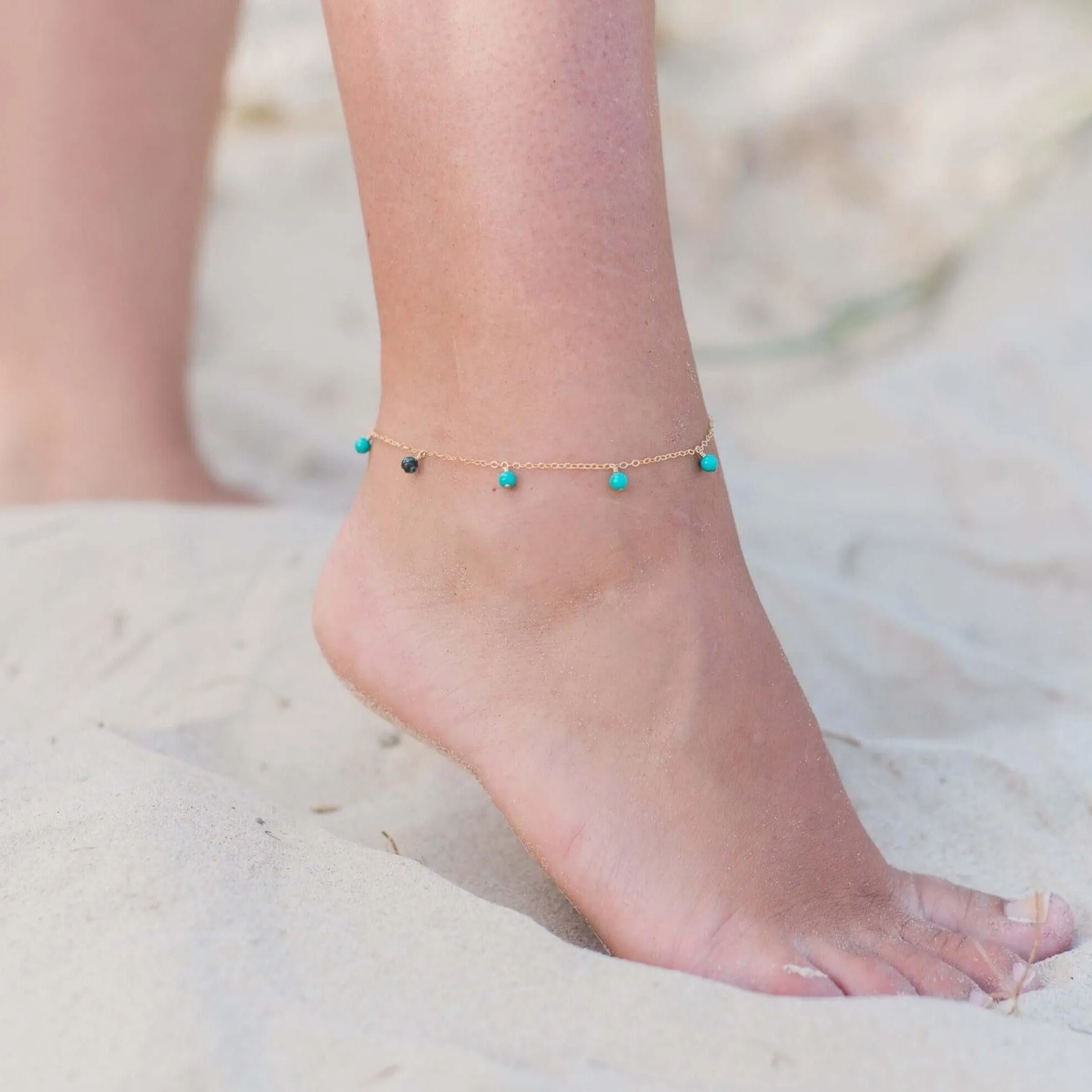 Boho Turquoise Bead Drop Anklet