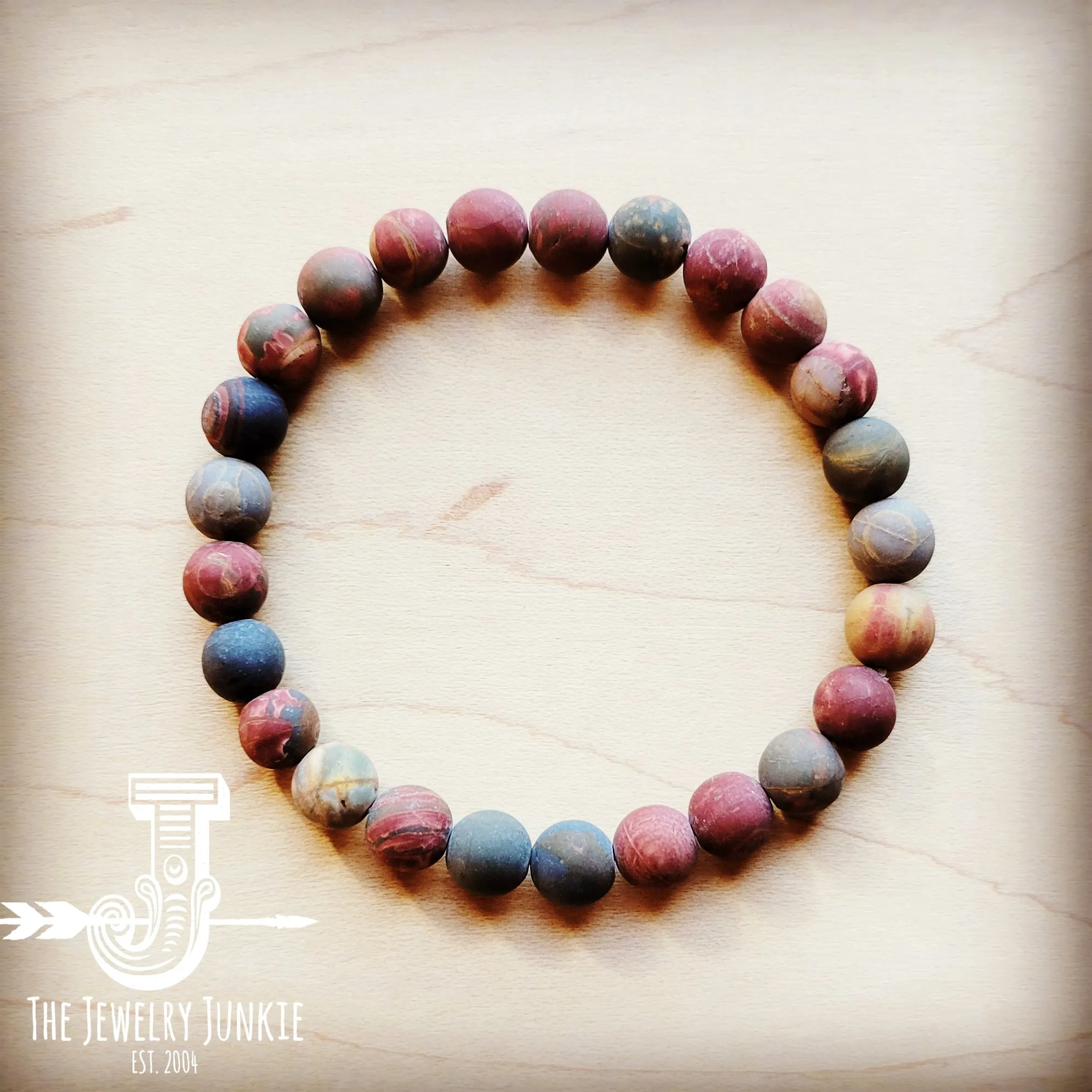 **Bracelet Bar-Frosted Picasso Jasper Stretch Bracelet 806h