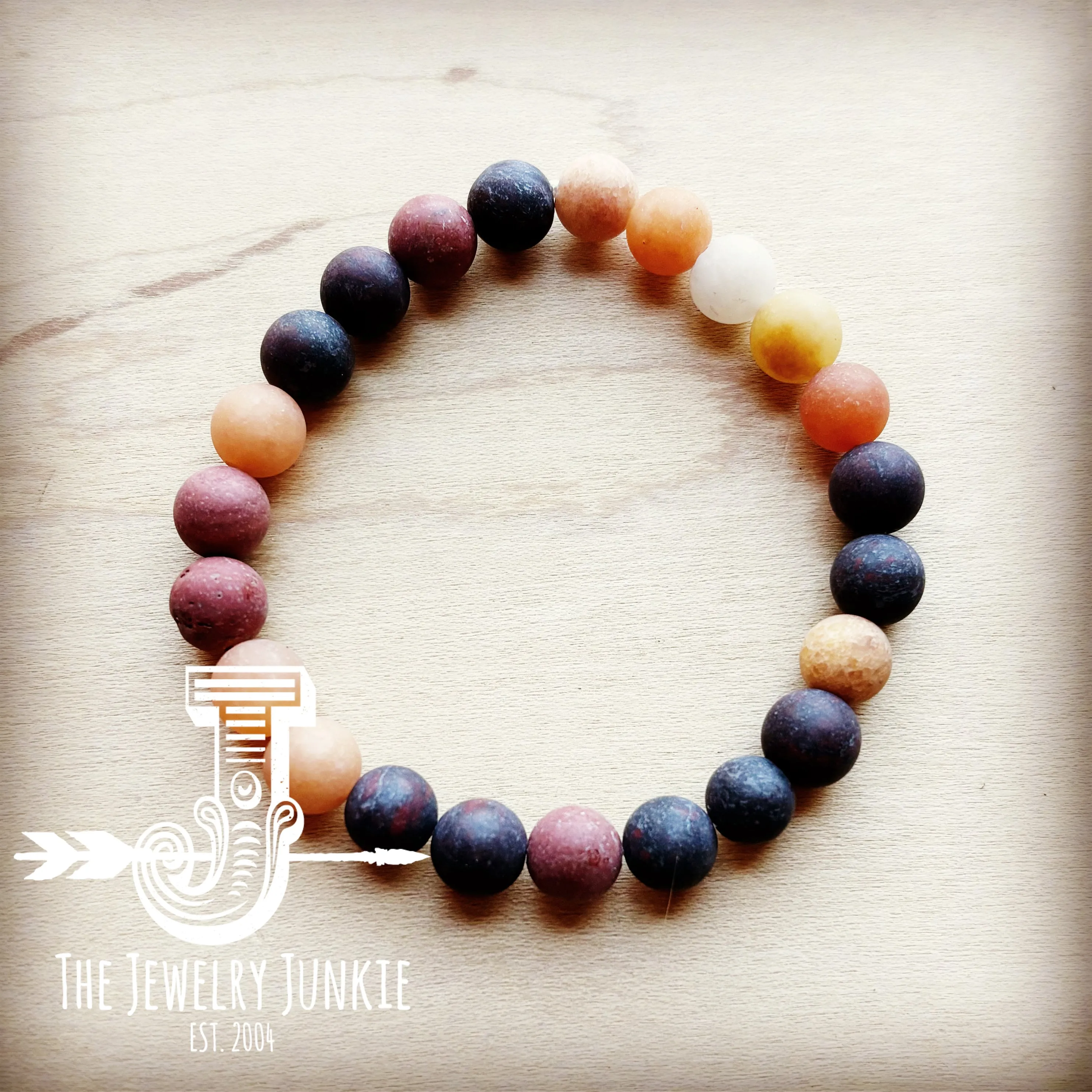 **Bracelet Bar-Frosted Picasso Jasper Stretch Bracelet 806h