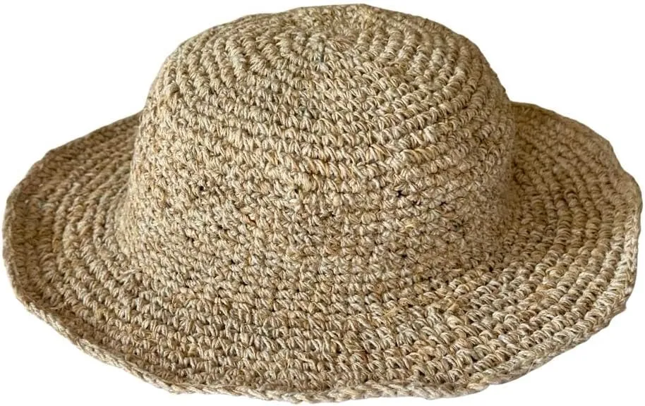 Breathable Sweat Proof Summer hat for Men and Women. Hand Crafted Sun hat Made from Natural Hemp from Nepal. Foldable with Classic Looks and Comfy. Ivory