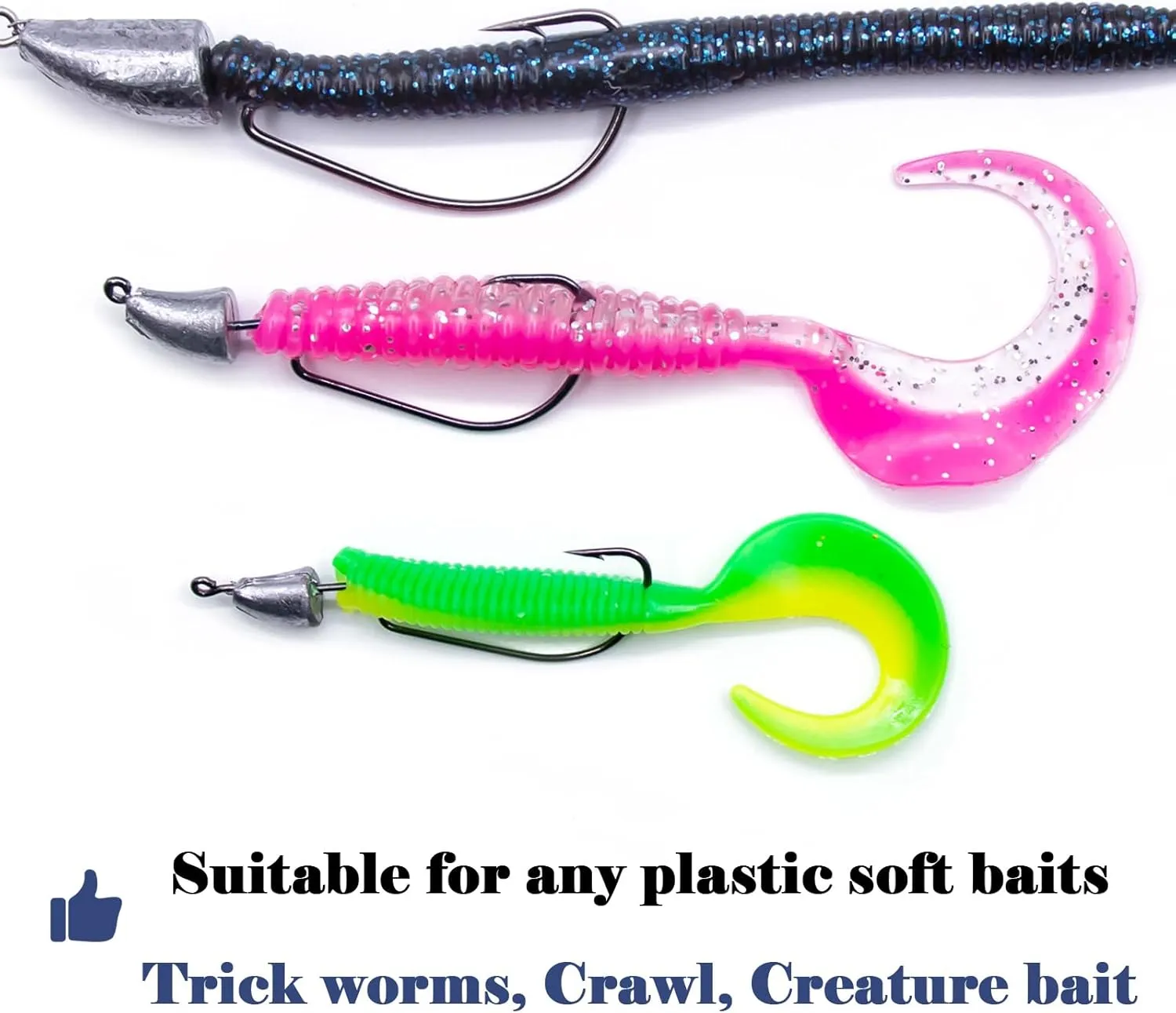 Bullet Jig Head Weighted Hooks,10pcs Texas Rigs EWG Hooks for Bass Fishing Saltwater 1/16 1/8 1/4 1/2 oz
