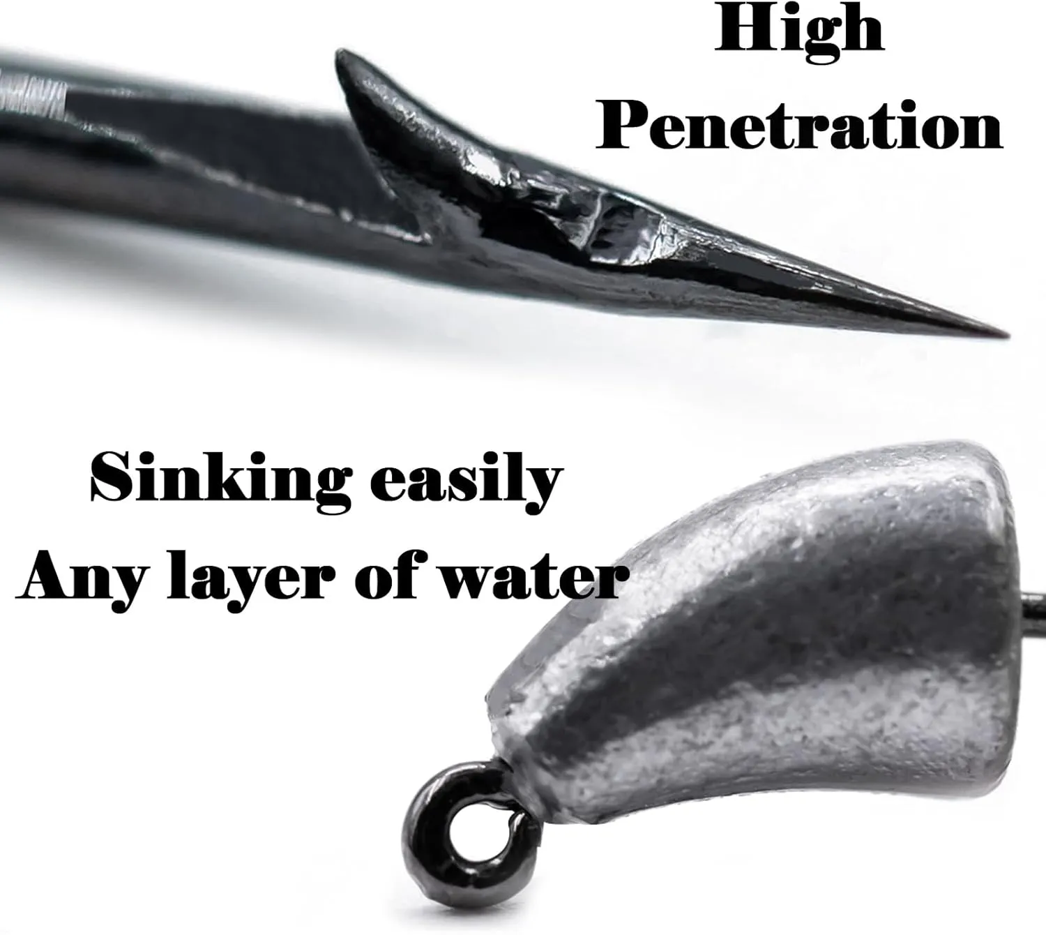 Bullet Jig Head Weighted Hooks,10pcs Texas Rigs EWG Hooks for Bass Fishing Saltwater 1/16 1/8 1/4 1/2 oz