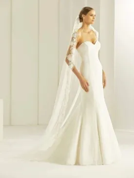 Cathedral Veil Single Tier Beaded Lace Edge S274