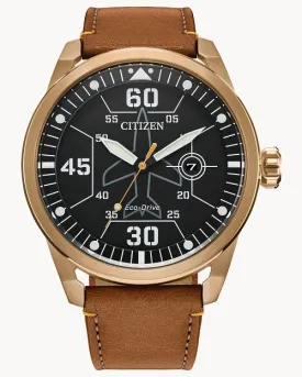 Citizen Avion Black Dial Leather Strap Watch AW1733-09E