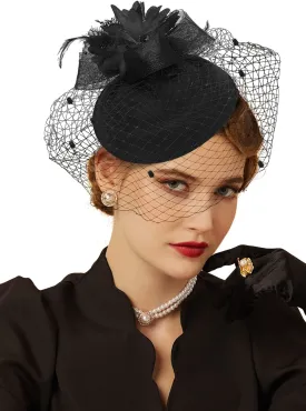 Cizoe Fascinator Hats for Women 20s 50s Vintage Pillbox Hat Kentucky Derby Fascinators Flower Veil Wedding Tea Party Hat