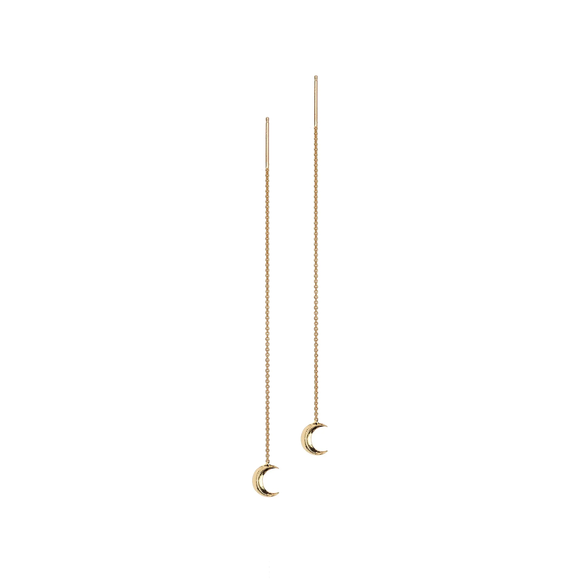 Crescent Moon 14K Gold Symbol Thread Through Earring