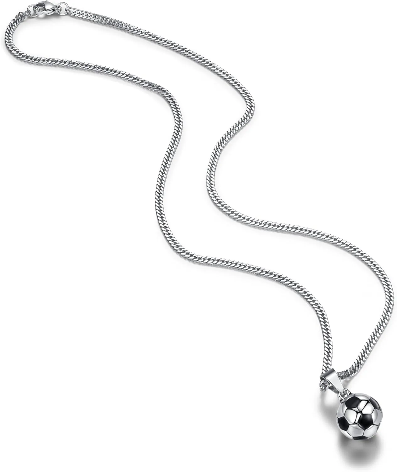 Cross Necklace for Men Stainless Steel Baseball Football Cross Charm Soccer Pendant Necklace for Men Christian Religious Jewelry Sports Accessories Easter Graduation Gift for Boyfriend