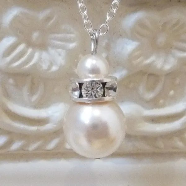 Crystal Rondelle And Pearl Pendant Necklace