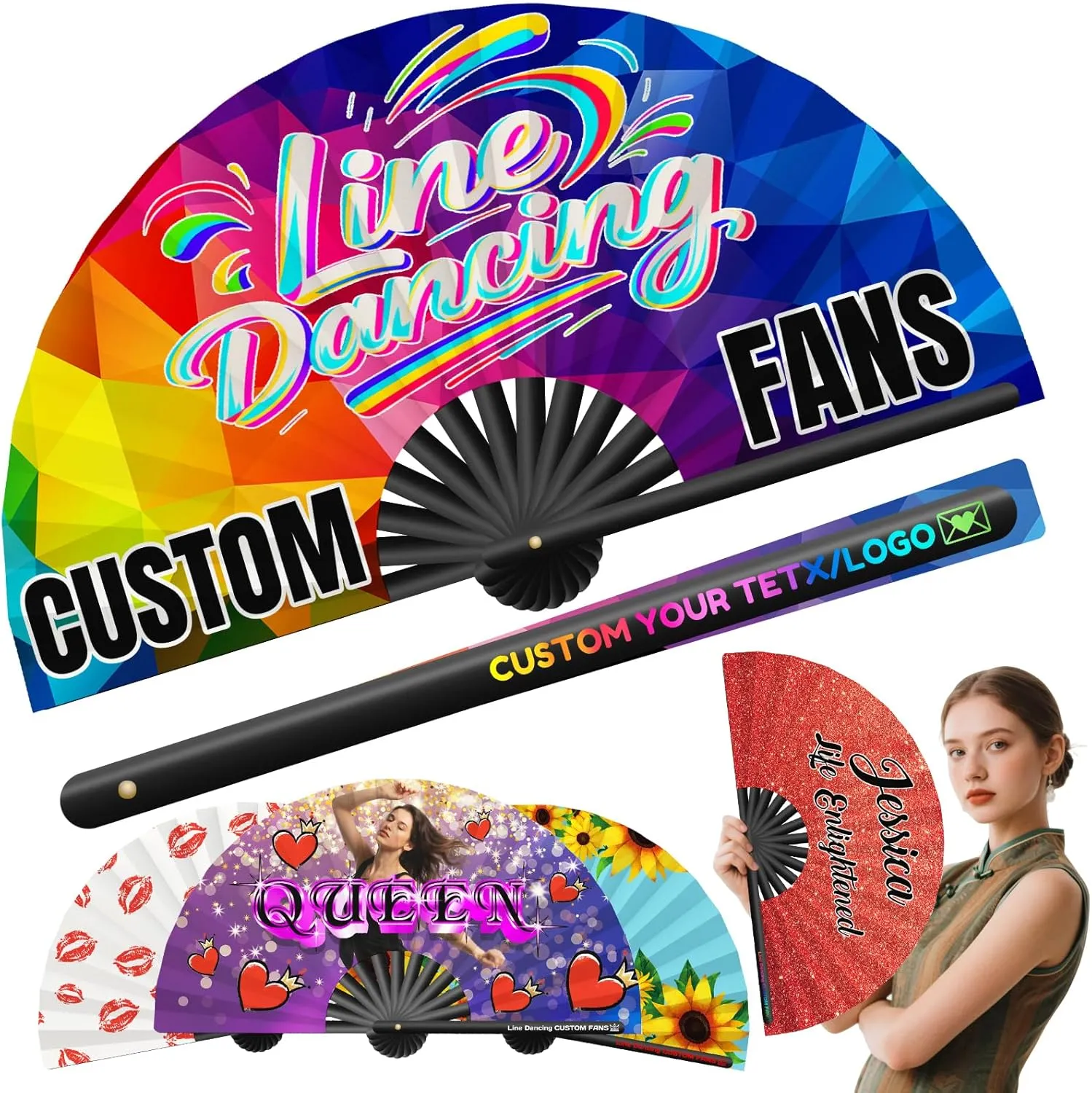 Custom Popping Fans for Line Dancing Personalized Hand Fans for Women Foldable Customized Boots on The Ground Hand Fan large Clack Fan Gifts for Wedding Party Concert Saloon Cosplay Rave 13in