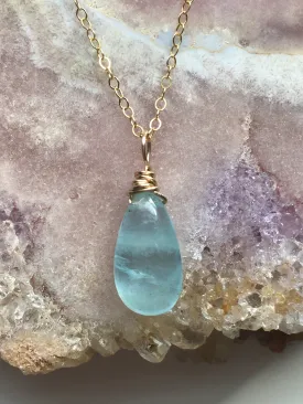 Dainty Aquamarine Pendant  Necklace March Birthstone Jewelry Gift For Women