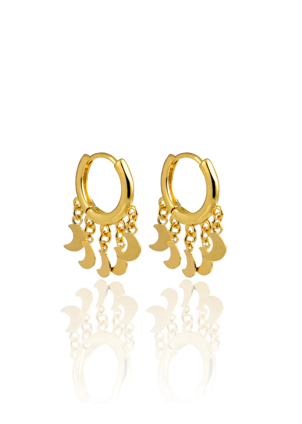 Dangle Crescent Moon Huggies Earrings (L207)
