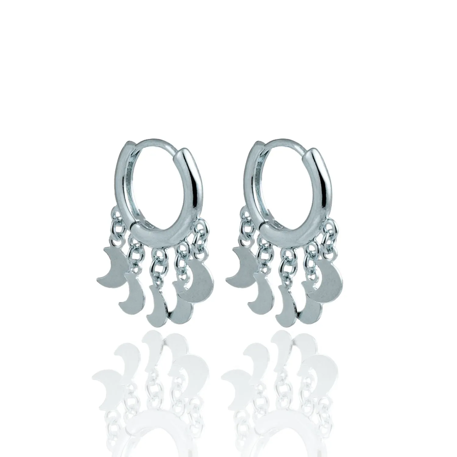 Dangle Crescent Moon Huggies Earrings (L207)
