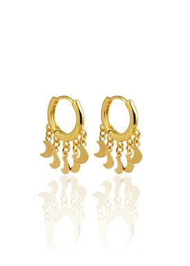 Dangle Crescent Moon Huggies Earrings (L207)