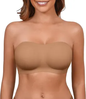 DEANGELMON Strapless Bras for Women Seamless Padded Bandeau Bra Non-Slip Silicone Tube Top Wireless Push Up Bralettes