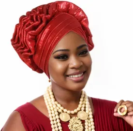 Elegant Women's Head Wraps Afrcian Female Turban Cap Nigeria Autogele Headtie