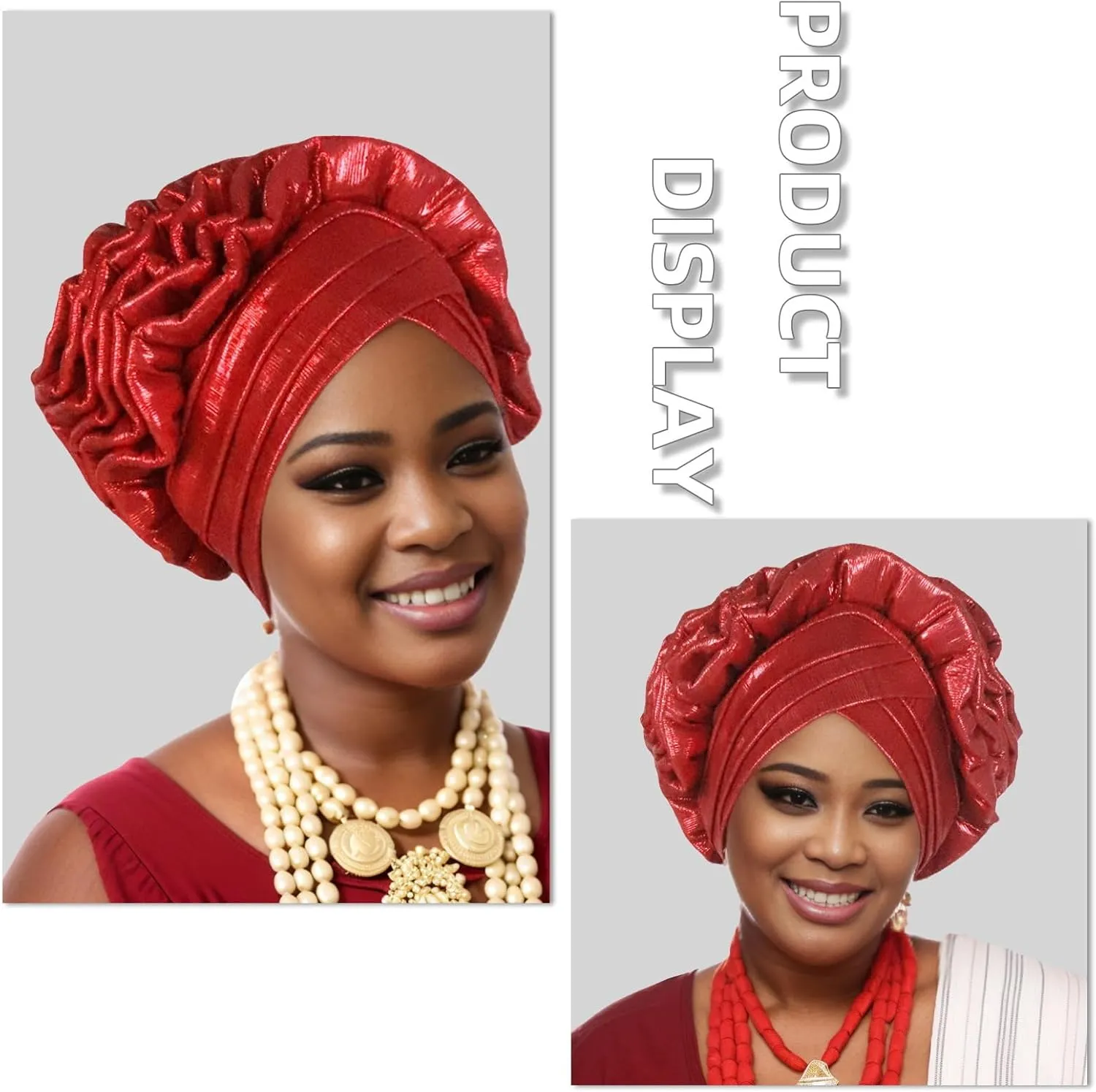 Elegant Women's Head Wraps Afrcian Female Turban Cap Nigeria Autogele Headtie