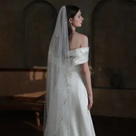 Embroidered Lace Veil Sequined Veil Gold Veil