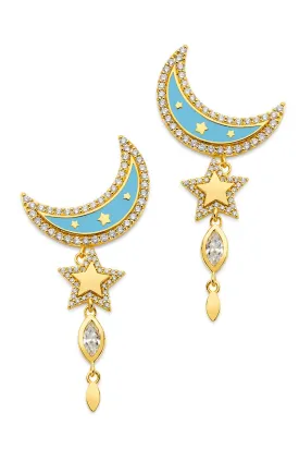 Enamel Moon Drop Earrings