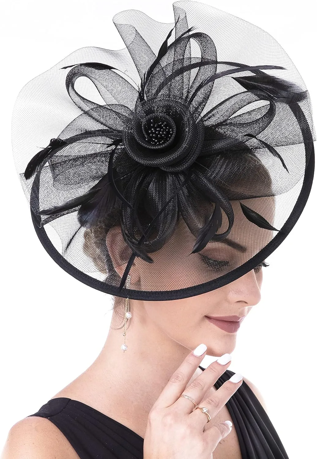 Fascinators for Women Tea Party Hat Derby Hat for Wedding Church Bridal Cocktail Feathers Hair Clip