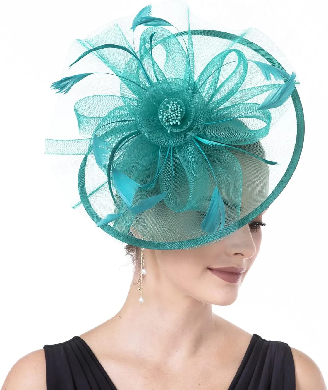 Fascinators for Women Tea Party Hat Derby Hat for Wedding Church Bridal Cocktail Feathers Hair Clip