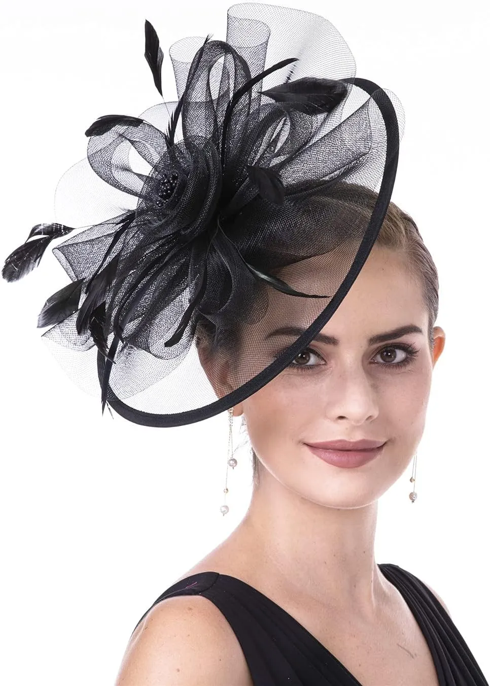 Fascinators for Women Tea Party Hat Derby Hat for Wedding Church Bridal Cocktail Feathers Hair Clip