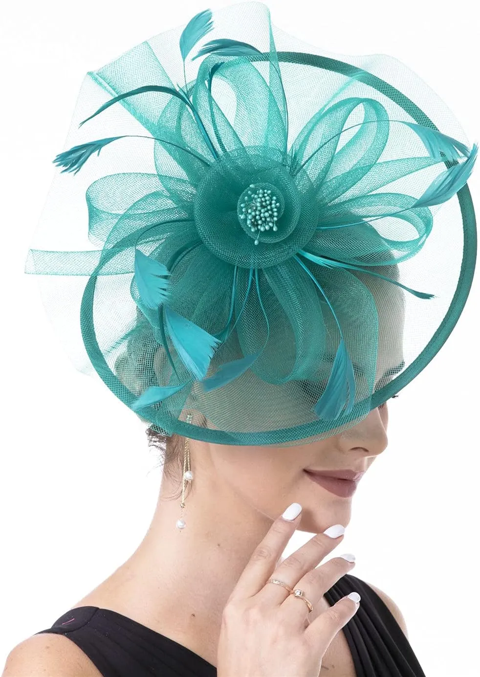 Fascinators for Women Tea Party Hat Derby Hat for Wedding Church Bridal Cocktail Feathers Hair Clip