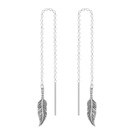 Feather Threader Chain Earrings