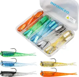 Fishing Lures for Bass, Jig Head Hook Swim Shad Lure 25Pcs Paddle Tail Swim Baits for Saltwater Freshwater Fishing Trout, Walleye, Crappie