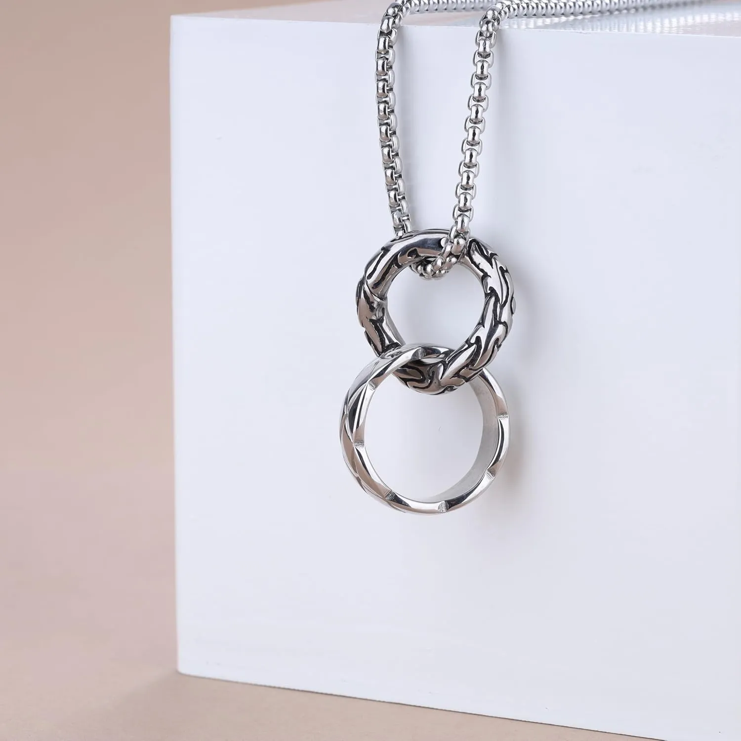 GAVU Stainless Steel Ring Holder Necklace for Men, Irregular Ring Keeper Necklace for Men