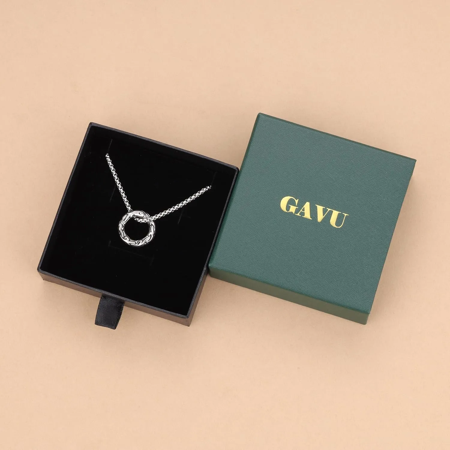 GAVU Stainless Steel Ring Holder Necklace for Men, Irregular Ring Keeper Necklace for Men
