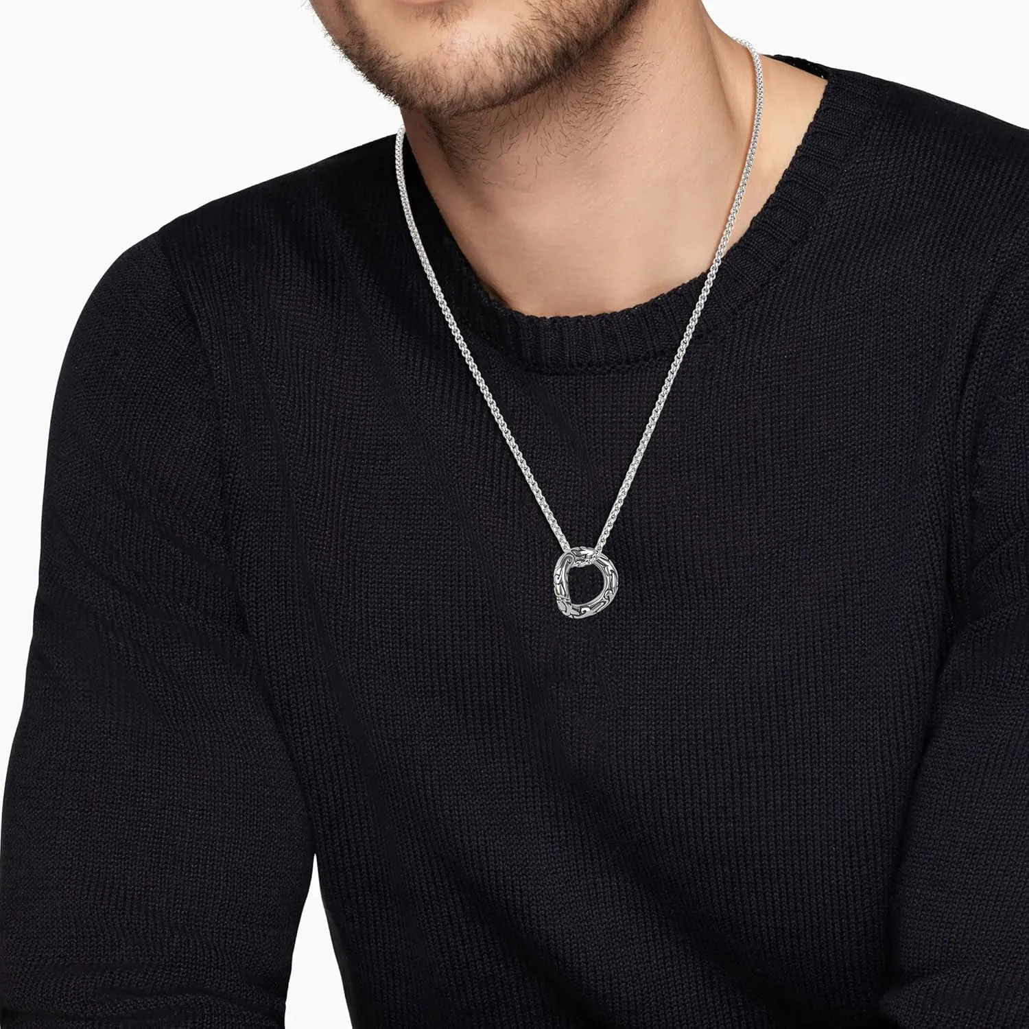 GAVU Stainless Steel Ring Holder Necklace for Men, Irregular Ring Keeper Necklace for Men
